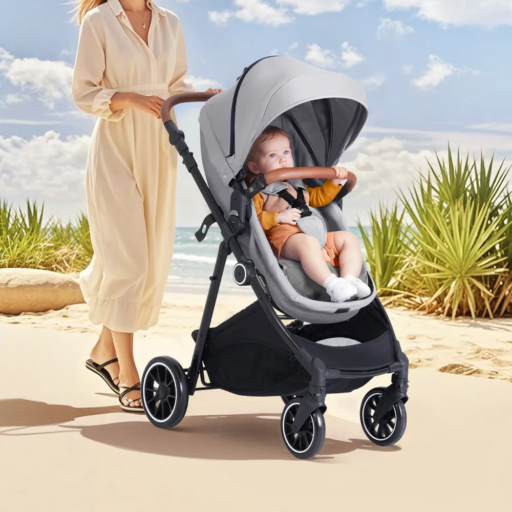 VEVOR 3IN1 KINDERWAGEN KINDERBUGGY REISBUGGY BUGGY AUTOSTOEL DONKERGRIJS & ZWART