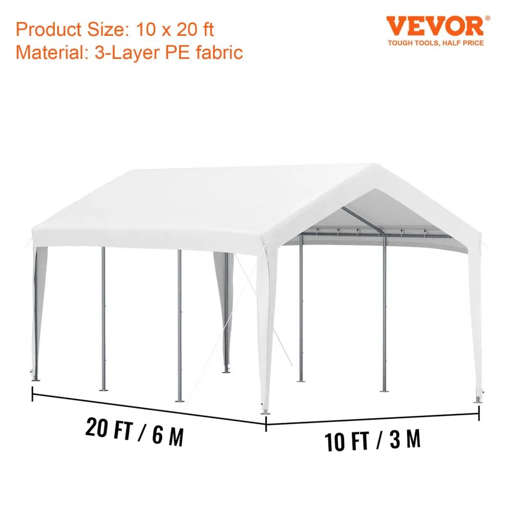 VEVOR Carports vervangend dak Pe vervangend zeildoek paviljoendak autotent partytent tuintent 3x6m