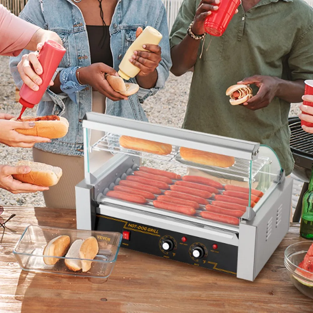 VEVOR Hot Dog Maker Hot Dog Grill Hot Dog Rolls Grill RVS 7 Rollen 1,4kW