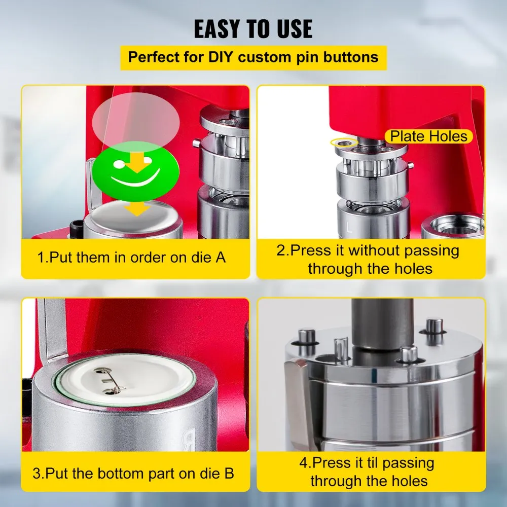 VEVOR Knopenmachine button machine button press 44 mm Ansteckbuttonmaschine 1000 stuks buttons