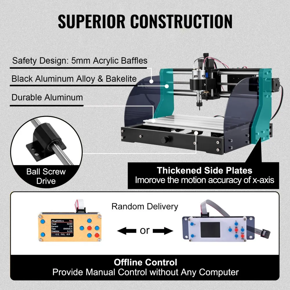 VEVOR LASERGRAVEUR CNC3018 PRO MAX GRAVEERMACHINE 3AS 10K OMW/MIN GRBLBEDIENING