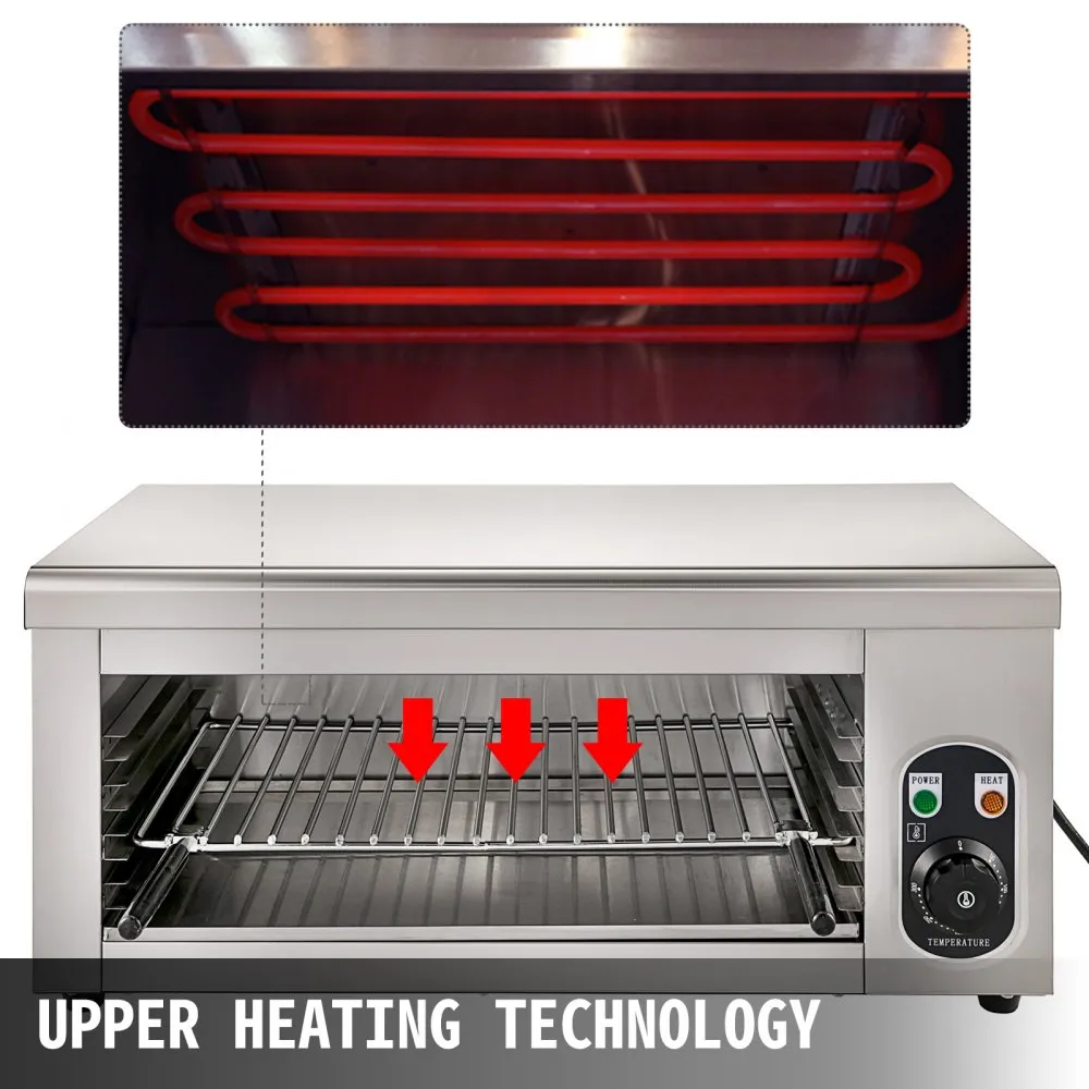 VEVOR Salamander Oven Salamander Grill 2000W Salamander Vleeskuikens 450x260 mm