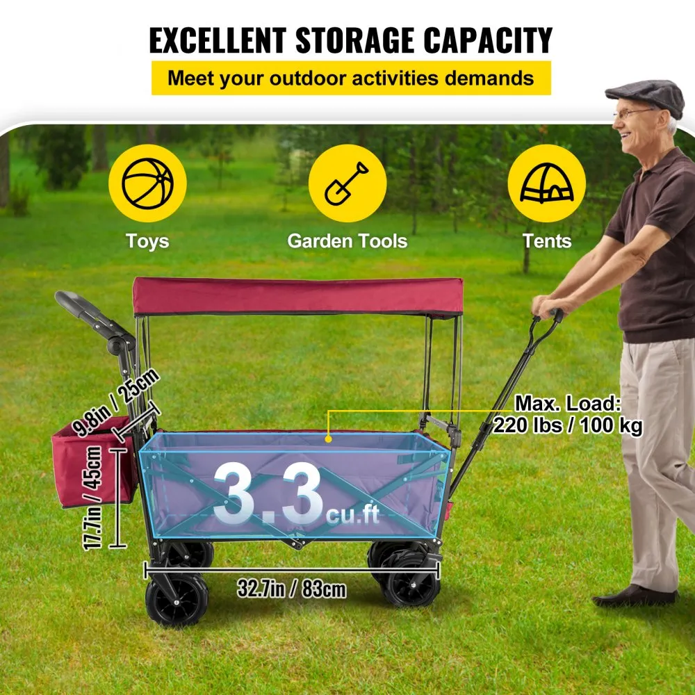 VEVOR Tuin Wagen Transportwagen Strandkar Opvouwbare Wagenwagen Product Afmetingen Multifunctioneel Tuinwagen Max Draagvermogen 