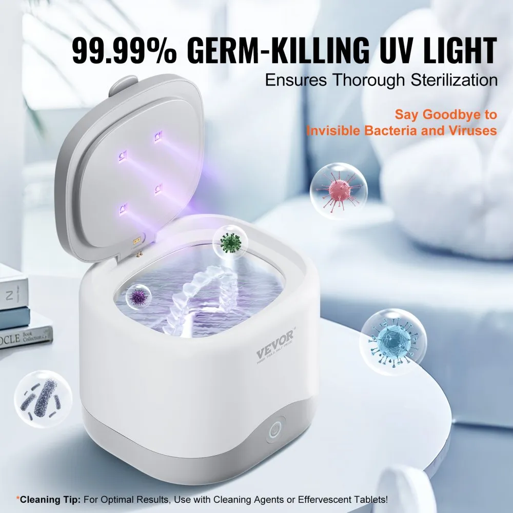 VEVOR ULTRASONE REINIGER RETENTIEREINIGINGSAPPARAAT KUNSTGEBIT 180ML MET UV