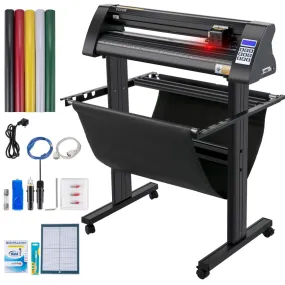 VEVOR Vinyl Snijplotter 870mm Snijplotter Vinylsnijder LEDscherm Vinyl Cutter Semi-automatisch Ingebouwd Optisch Oog Lasergeleid